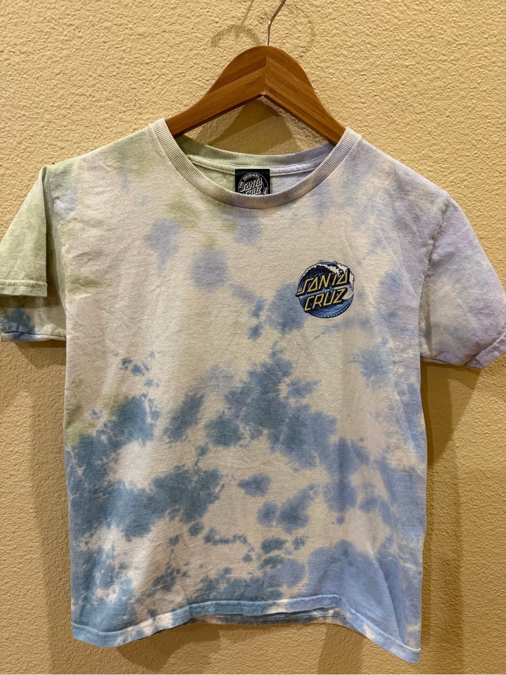 Santa Cruz Skateboards Kids Tie-Dye Tee in Blue, Green, White